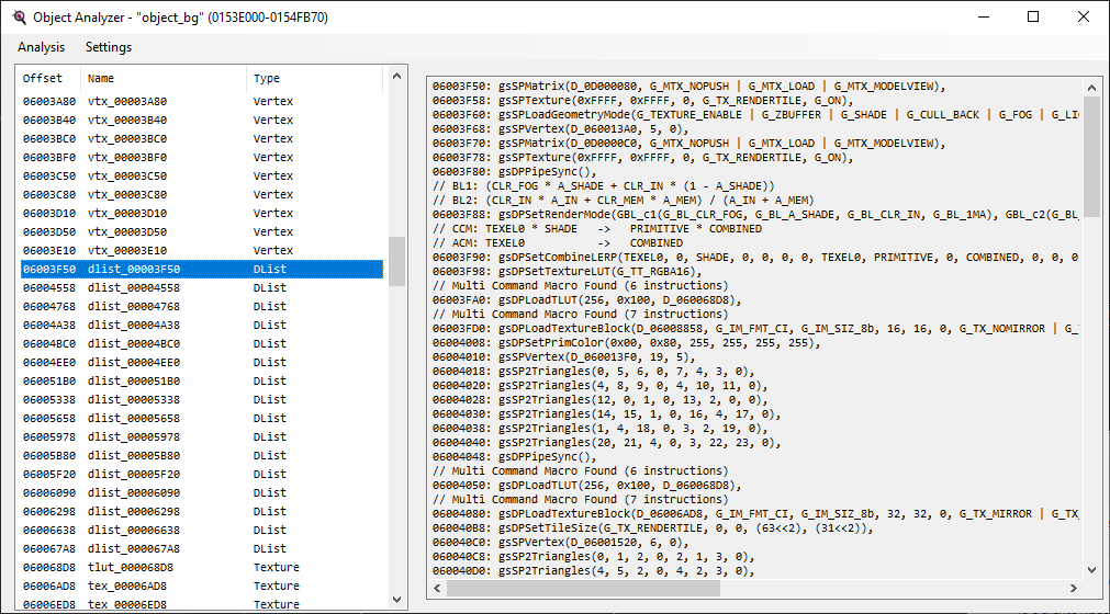 Z64Utils, with an analyzed object