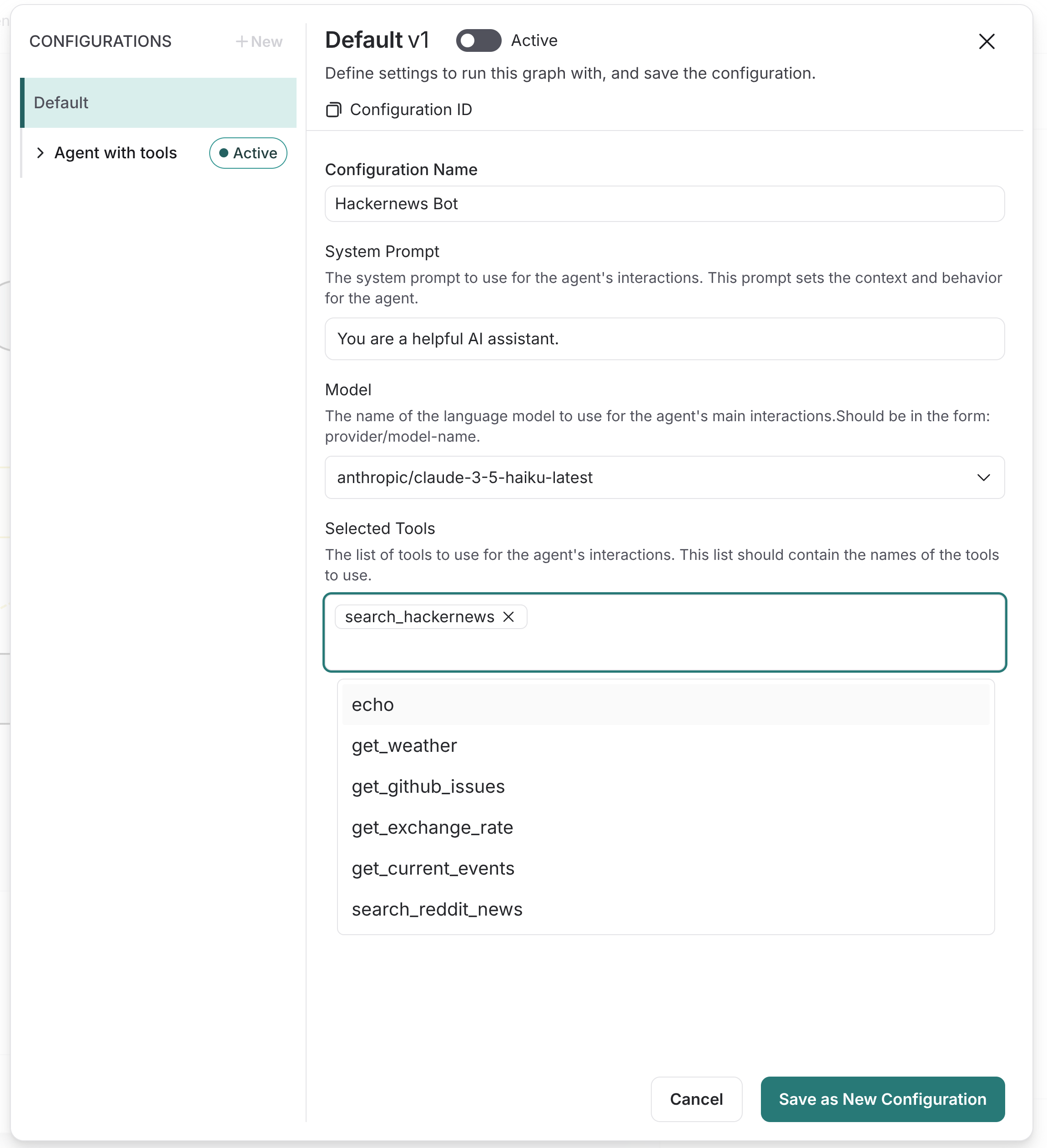 Configurable Agent