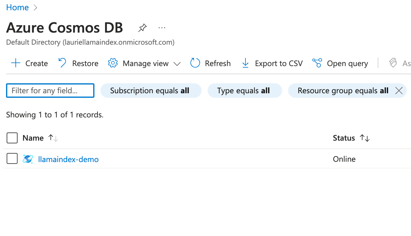 Azure Cosmos DB resources