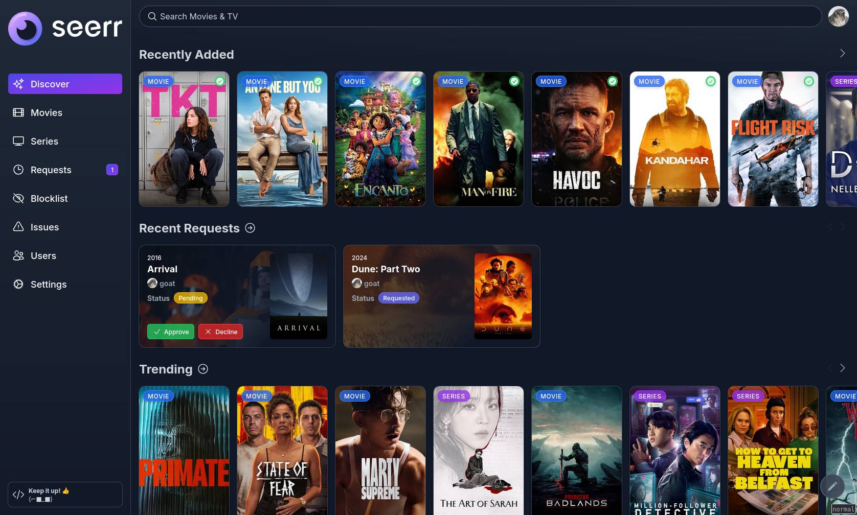 Seerr application preview