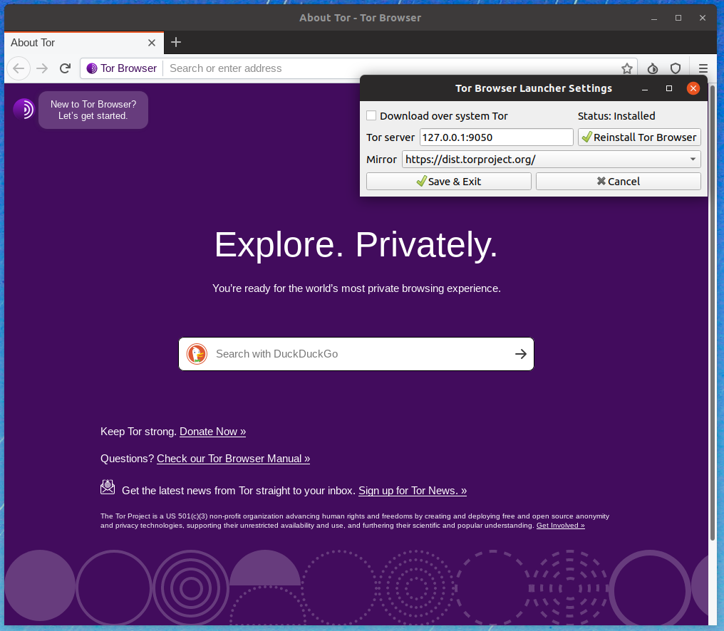 Tor Browser Launcher screenshot